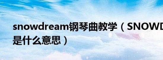 snowdream钢琴曲教学（SNOWDREAM是什么意思）