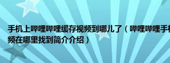 手机上哔哩哔哩缓存视频到哪儿了（哔哩哔哩手机缓存的视频在哪里找到简介介绍）