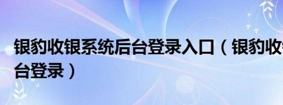 银豹收银系统后台登录入口（银豹收银系统后台登录）