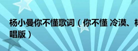 杨小曼你不懂歌词（你不懂 冷漠、杨小曼对唱版）