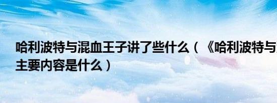 哈利波特与混血王子讲了些什么（《哈利波特与混血王子》主要内容是什么）