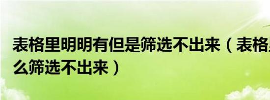 表格里明明有但是筛选不出来（表格里有为什么筛选不出来）