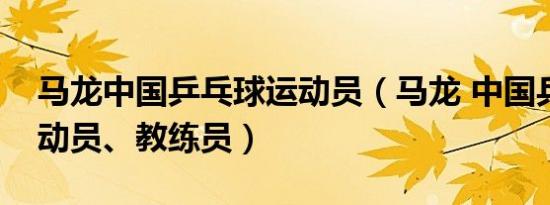 马龙中国乒乓球运动员（马龙 中国乒乓球运动员、教练员）