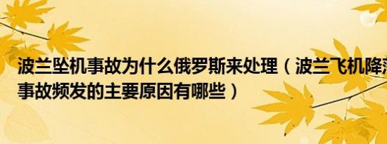 波兰坠机事故为什么俄罗斯来处理（波兰飞机降落事故飞机事故频发的主要原因有哪些）