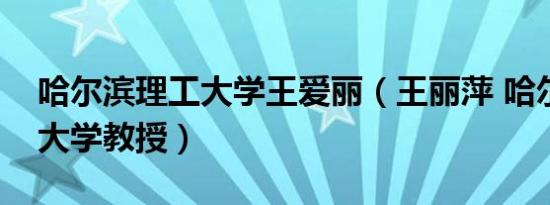 哈尔滨理工大学王爱丽（王丽萍 哈尔滨理工大学教授）