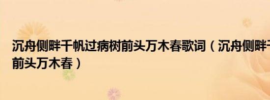 沉舟侧畔千帆过病树前头万木春歌词（沉舟侧畔千帆过病树前头万木春）