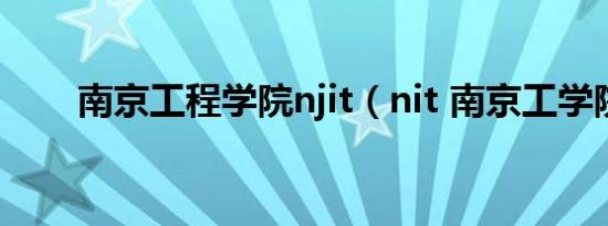 南京工程学院njit（nit 南京工学院）