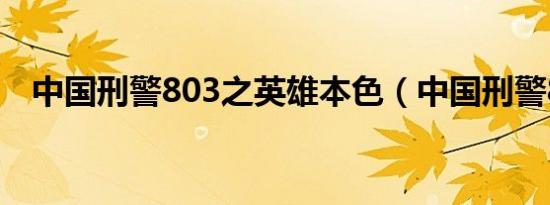 中国刑警803之英雄本色（中国刑警803）