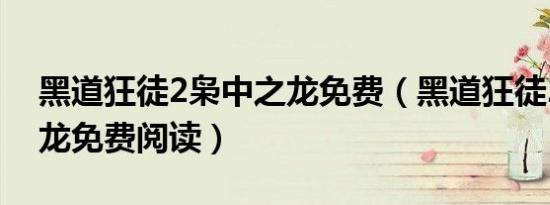 黑道狂徒2枭中之龙免费（黑道狂徒2枭中之龙免费阅读）