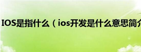 IOS是指什么（ios开发是什么意思简介介绍）