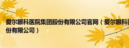 爱尔眼科医院集团股份有限公司官网（爱尔眼科医院集团股份有限公司）