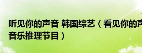 听见你的声音 韩国综艺（看见你的声音 韩国音乐推理节目）