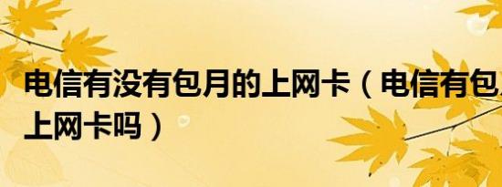 电信有没有包月的上网卡（电信有包月的无线上网卡吗）