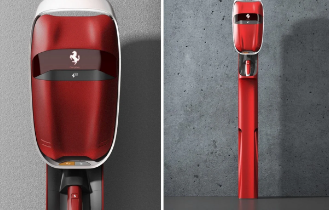 华丽的法拉利电动汽车充电器向品牌的设计传统致敬