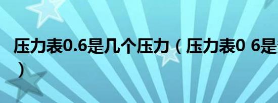 压力表0.6是几个压力（压力表0 6是多少公斤）