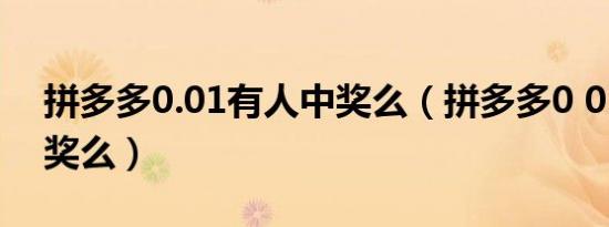 拼多多0.01有人中奖么（拼多多0 01有人中奖么）