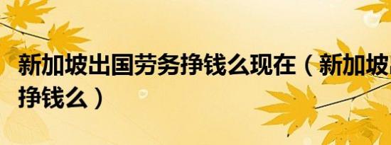 新加坡出国劳务挣钱么现在（新加坡出国劳务挣钱么）