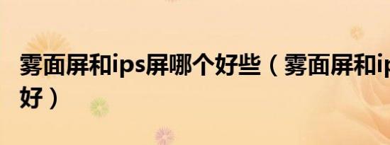 雾面屏和ips屏哪个好些（雾面屏和ips屏哪个好）