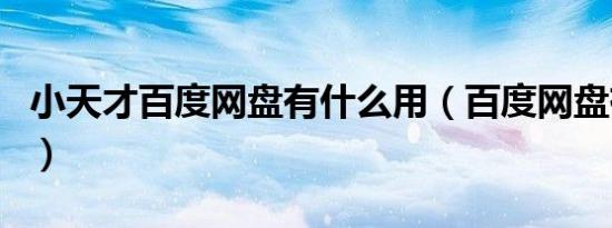 小天才百度网盘有什么用（百度网盘有什么用）