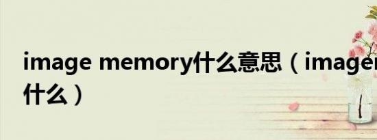 image memory什么意思（imageready是什么）