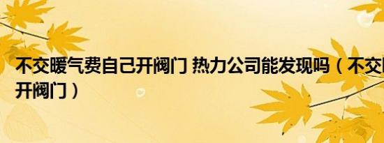 不交暖气费自己开阀门 热力公司能发现吗（不交暖气费私自开阀门）