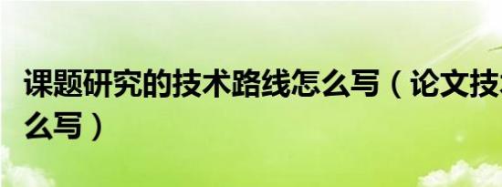 课题研究的技术路线怎么写（论文技术路线怎么写）