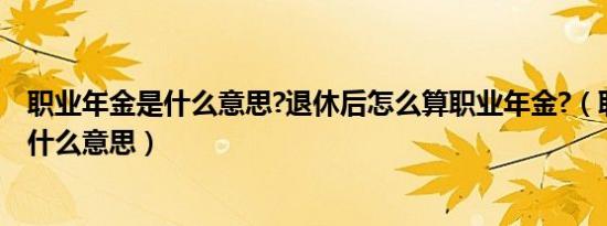 职业年金是什么意思?退休后怎么算职业年金?（职业年金是什么意思）