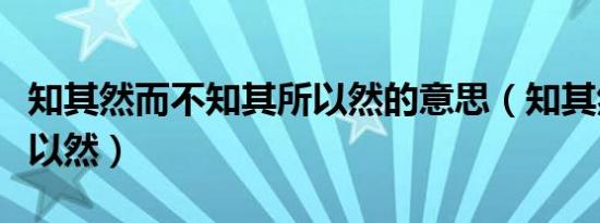 知其然而不知其所以然的意思（知其然知其所以然）