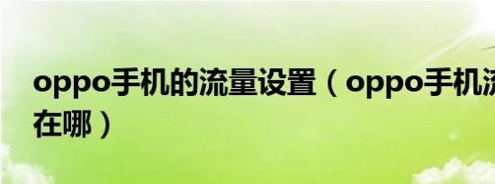 oppo手机的流量设置（oppo手机流量设置在哪）