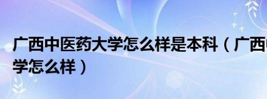 广西中医药大学怎么样是本科（广西中医药大学怎么样）