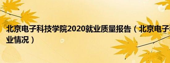 北京电子科技学院2020就业质量报告（北京电子科技学院就业情况）