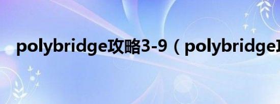 polybridge攻略3-9（polybridge攻略）