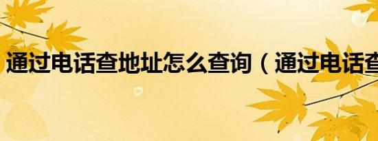 通过电话查地址怎么查询（通过电话查地址）