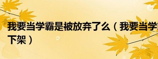 我要当学霸是被放弃了么（我要当学霸为什么下架）