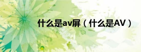 什么是av屏（什么是AV）