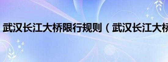 武汉长江大桥限行规则（武汉长江大桥限行）