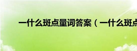 一什么斑点量词答案（一什么斑点）