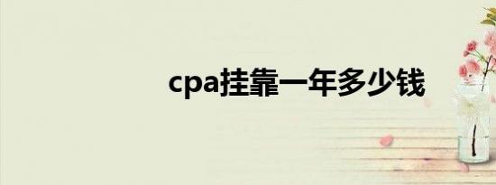 cpa挂靠一年多少钱