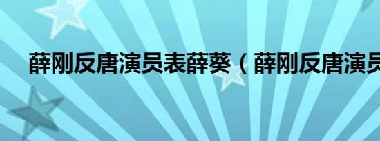 薛刚反唐演员表薛葵（薛刚反唐演员表）