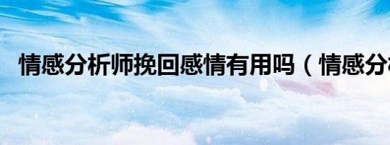 情感分析师挽回感情有用吗（情感分析师）