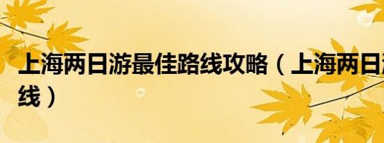 上海两日游最佳路线攻略（上海两日游最佳路线）