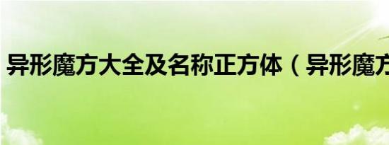 异形魔方大全及名称正方体（异形魔方大全）