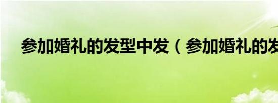 参加婚礼的发型中发（参加婚礼的发型）