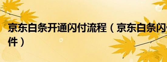 京东白条开通闪付流程（京东白条闪付开通条件）