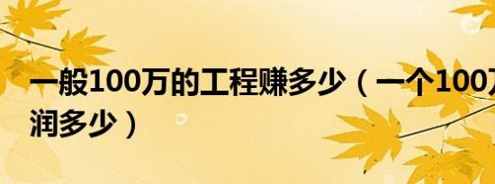 一般100万的工程赚多少（一个100万工程利润多少）