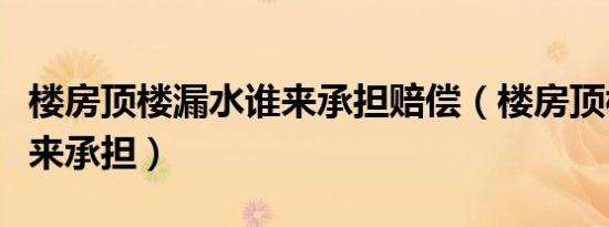 楼房顶楼漏水谁来承担赔偿（楼房顶楼漏水谁来承担）