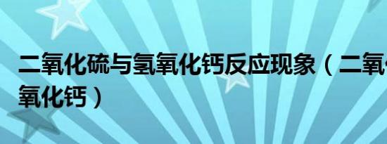 二氧化硫与氢氧化钙反应现象（二氧化硫与氢氧化钙）