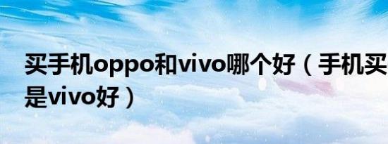 买手机oppo和vivo哪个好（手机买oppo还是vivo好）