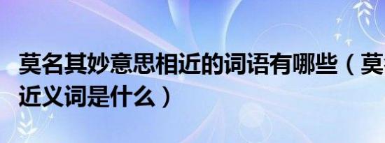 莫名其妙意思相近的词语有哪些（莫名其妙的近义词是什么）