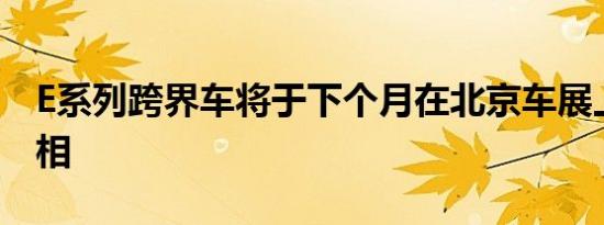 E系列跨界车将于下个月在北京车展上首次亮相